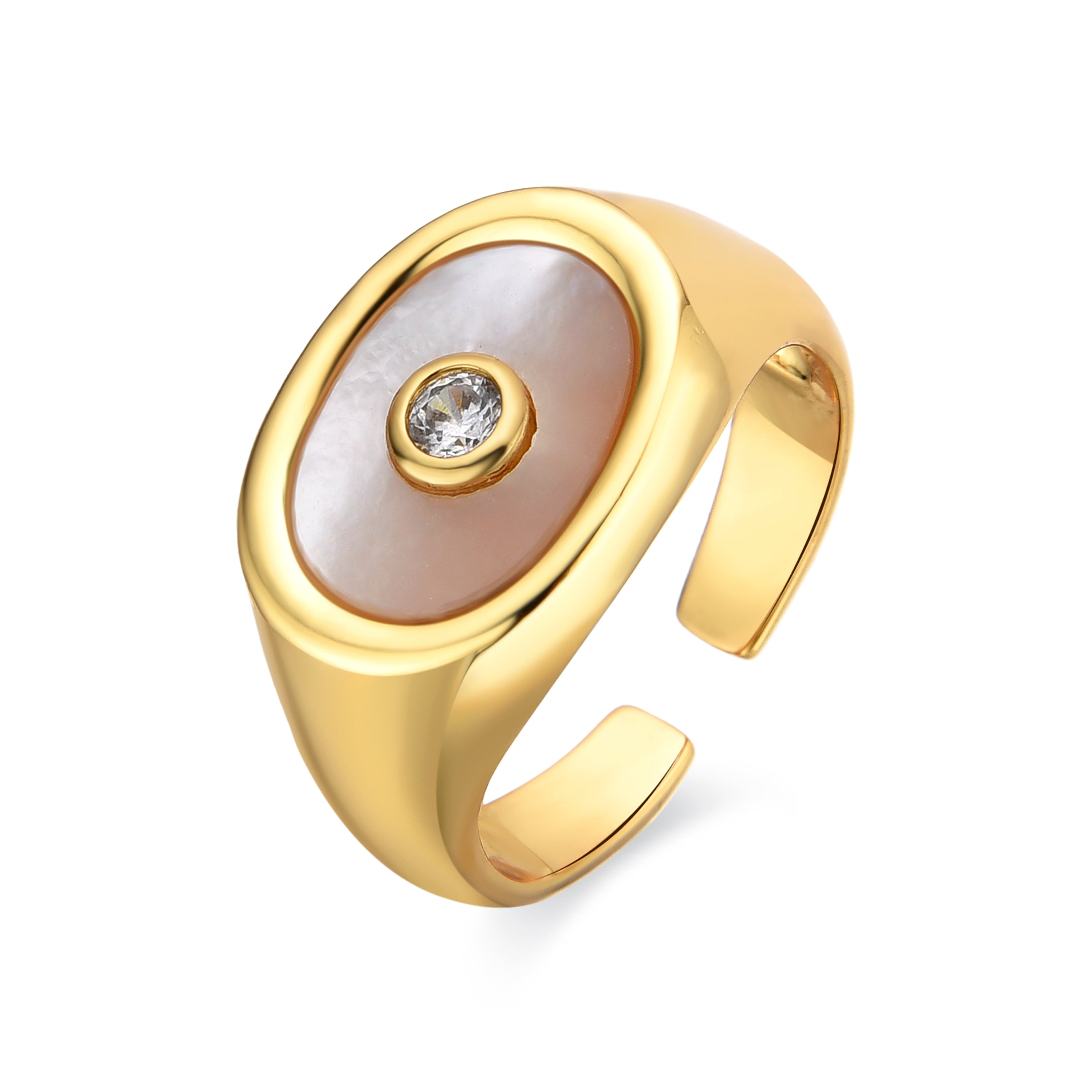 Anillo Staxo con madreperla blanca oro 18k