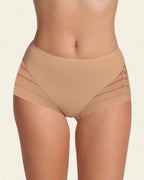 BRAGA FAJA REDUCTOR DE ABDOMEN Y BANDAS EN TUL - BEIGE