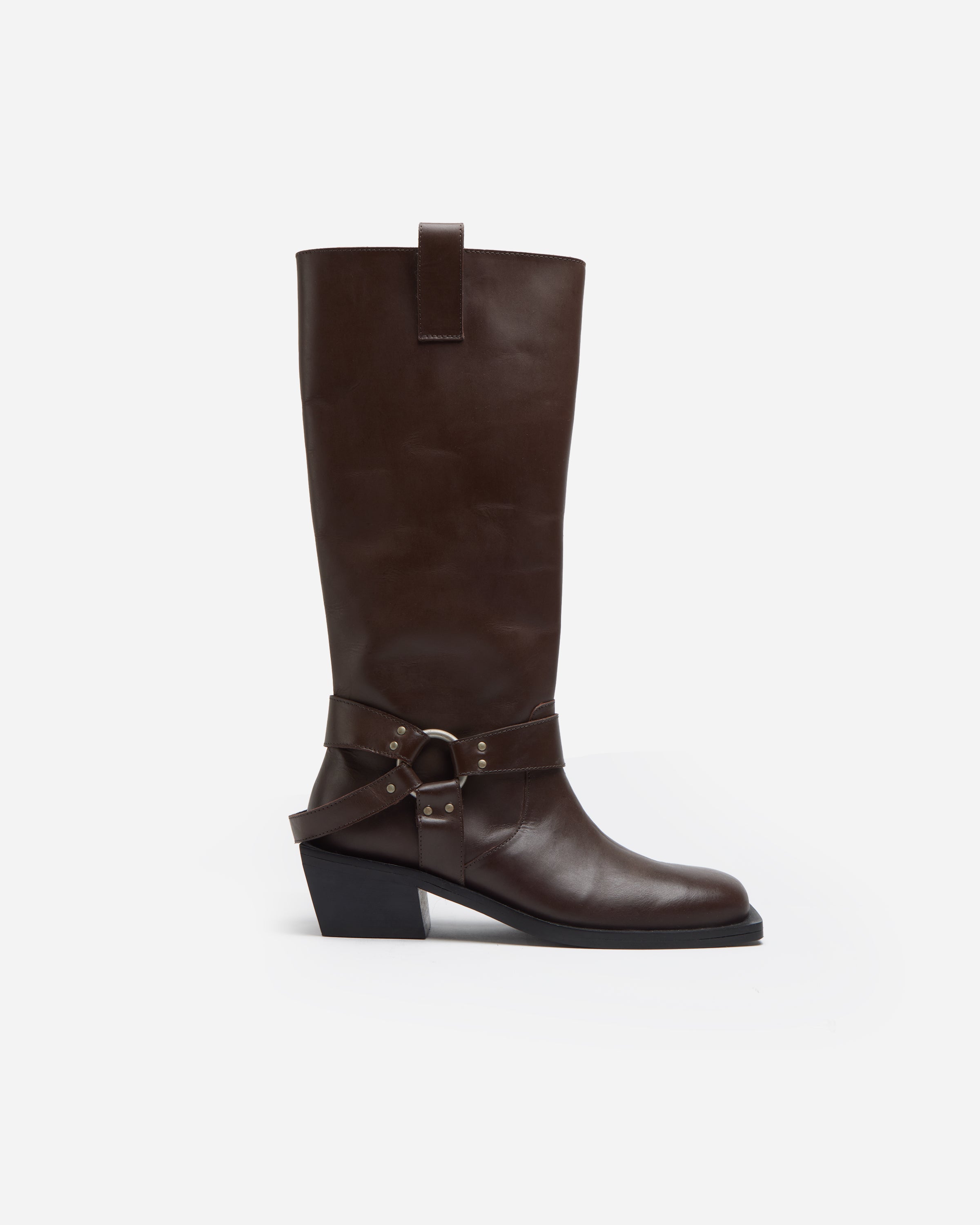 Bota biker Wanted Chocolate de piel