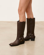 Bota caña alta color chocolate mujer