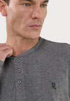 CAMISETA PIJAMA HOMBRE MANGA LARGA ALGODÓN GRIS