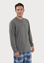 CAMISETA PIJAMA HOMBRE MANGA LARGA ALGODÓN GRIS – EL BÚHO NOCTURNO