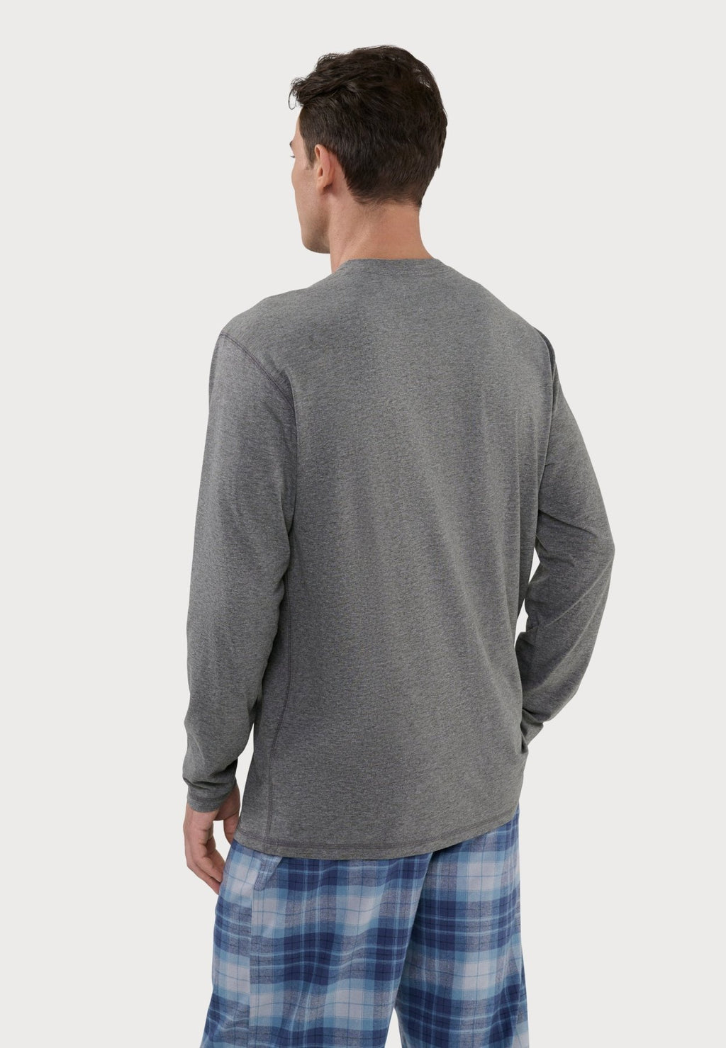 CAMISETA PIJAMA HOMBRE MANGA LARGA ALGODÓN GRIS – ESPALDA
