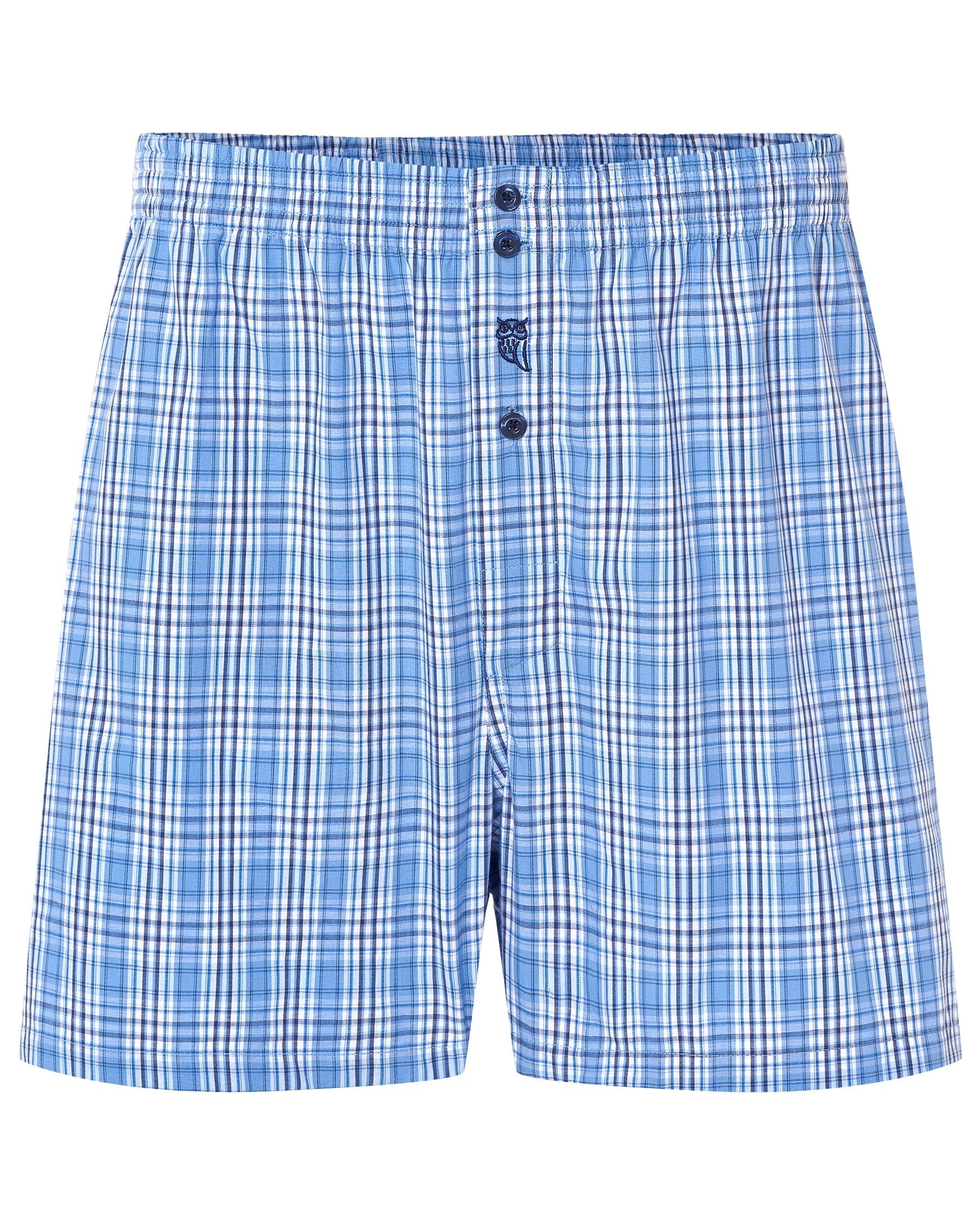 Calzoncillo bóxer hombre de algodón con cuadros azules