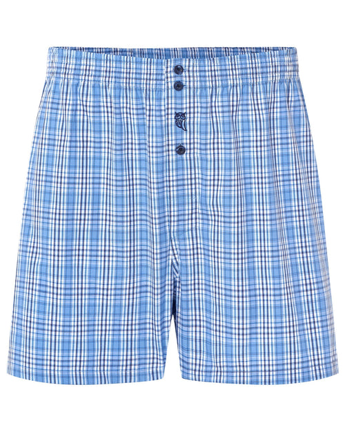 Calzoncillo bóxer hombre de algodón con cuadros azules