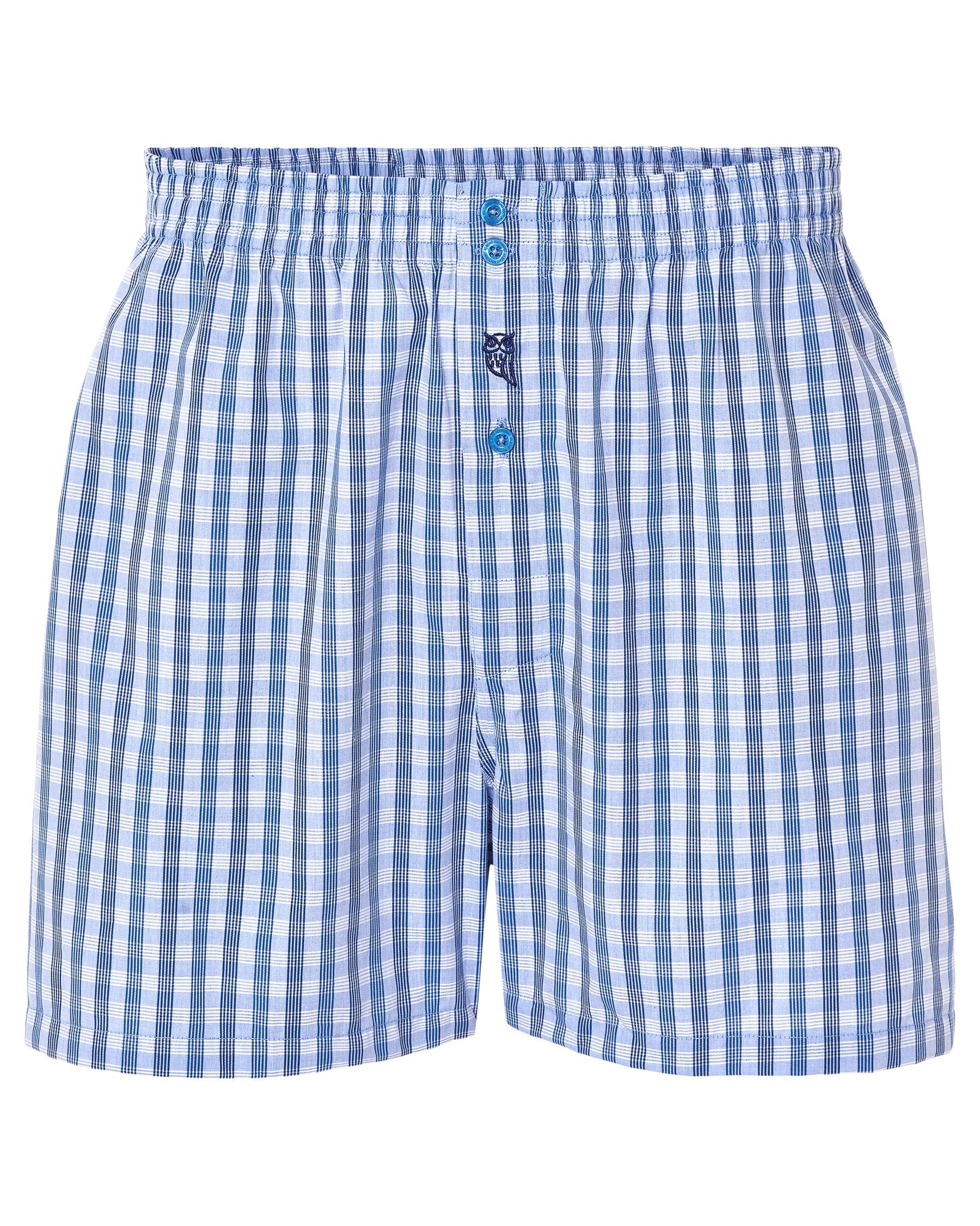 Calzoncillo bóxer hombre de algodón popelín con cuadros azules