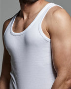 Camiseta tirantes blanca hombre canalé