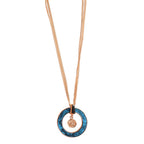 Collar Amta de cuero azul oro 18k