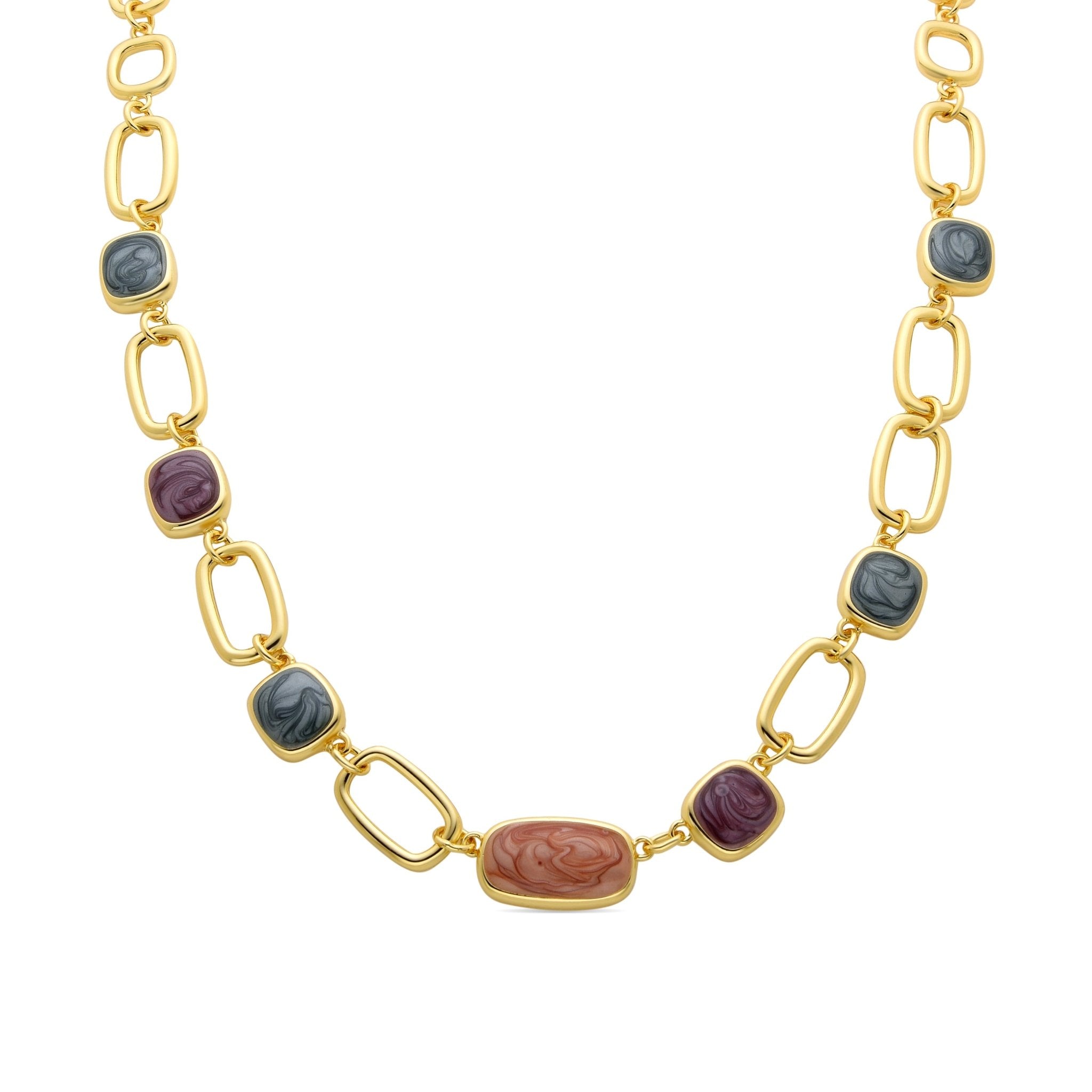 Collar Orzur de resina multicolor oro 18k
