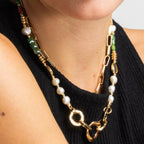 Collar dorado mujer con perla