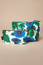 Neceser lona toldo flores verde y azul