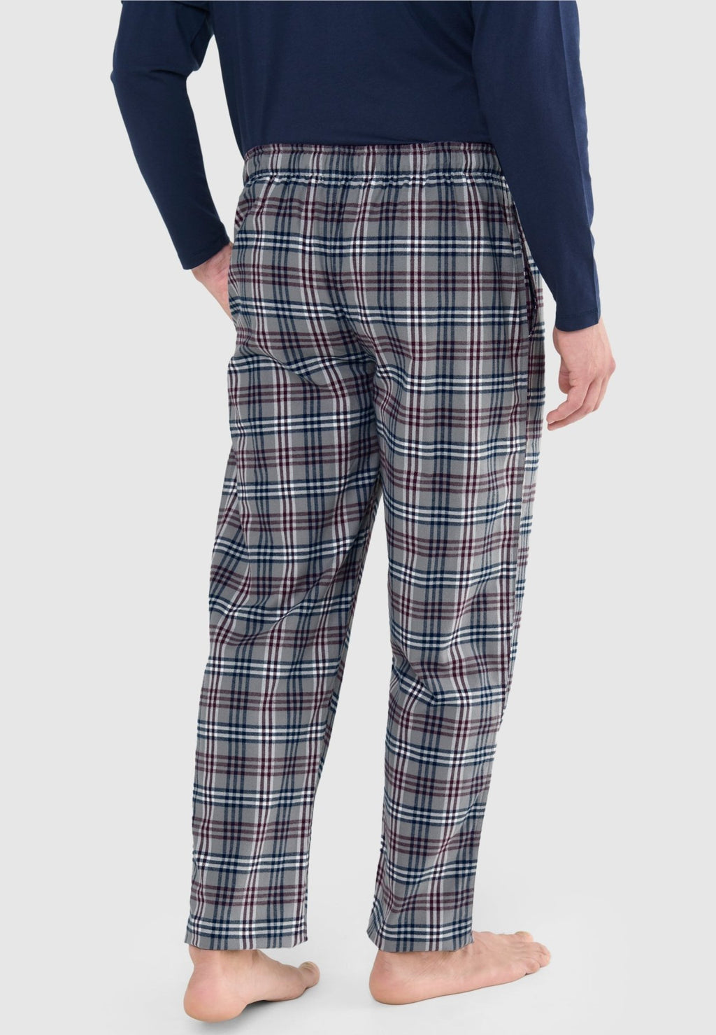 PANTALÓN PIJAMA HOMBRE FRANELA DE ALGODÓN A CUADROS – ESPALDA
