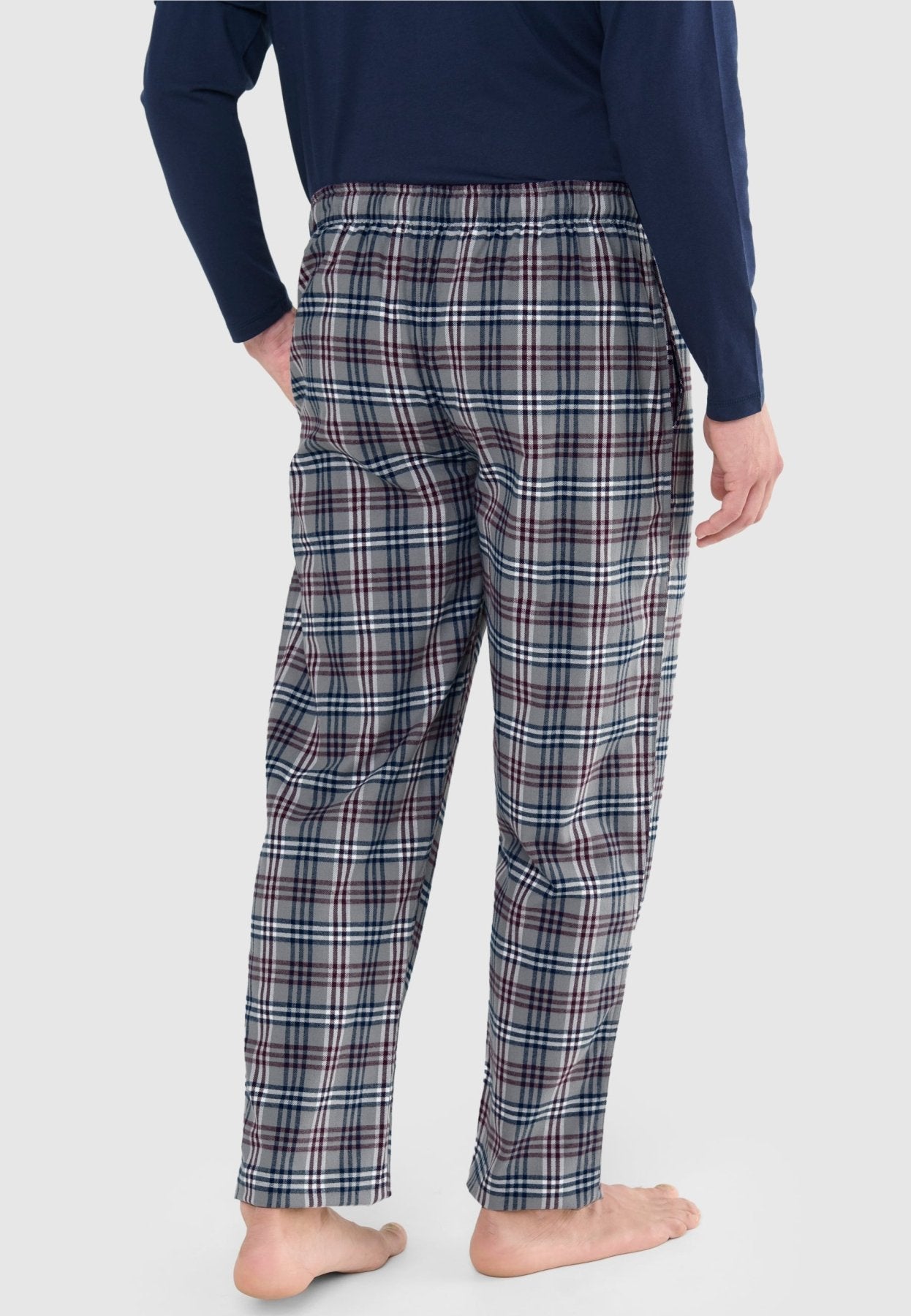 PANTALÓN PIJAMA HOMBRE FRANELA DE ALGODÓN A CUADROS – ESPALDA