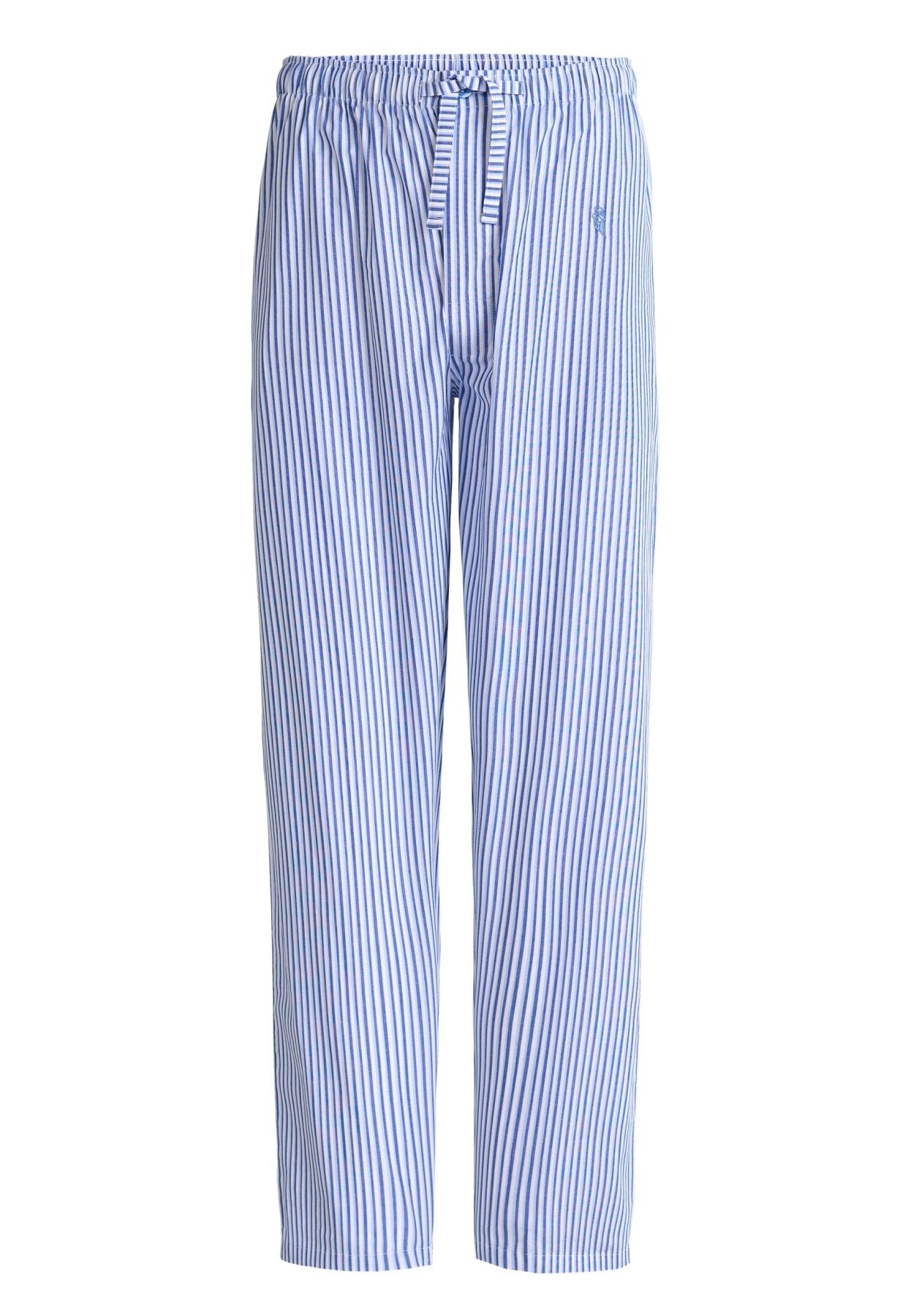 PANTALÓN PIJAMA HOMBRE LARGO ALGODÓN RAYAS AZÚL