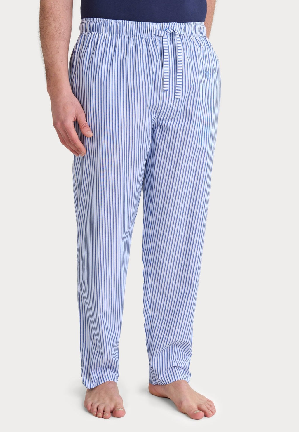 PANTALÓN PIJAMA HOMBRE LARGO ALGODÓN RAYAS AZÚL – EL BÚHO NOCTURNO
