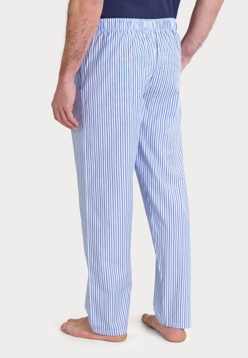 PANTALÓN PIJAMA HOMBRE LARGO ALGODÓN RAYAS AZÚL – ESPALDA