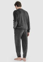 PIJAMA HOMBRE INVIERNO TERCIOPELO GRIS ESPALDA