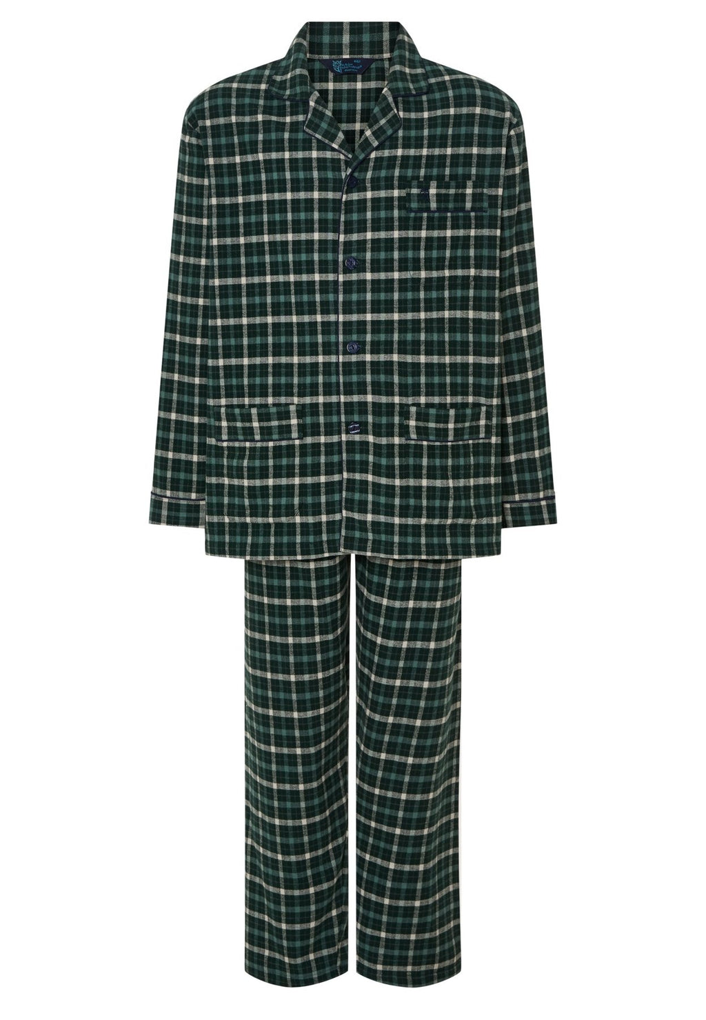 PIJAMA HOMBRE PREMIUM FRANELA CUADROS VERDE – EL BÚHO NOCTURNO