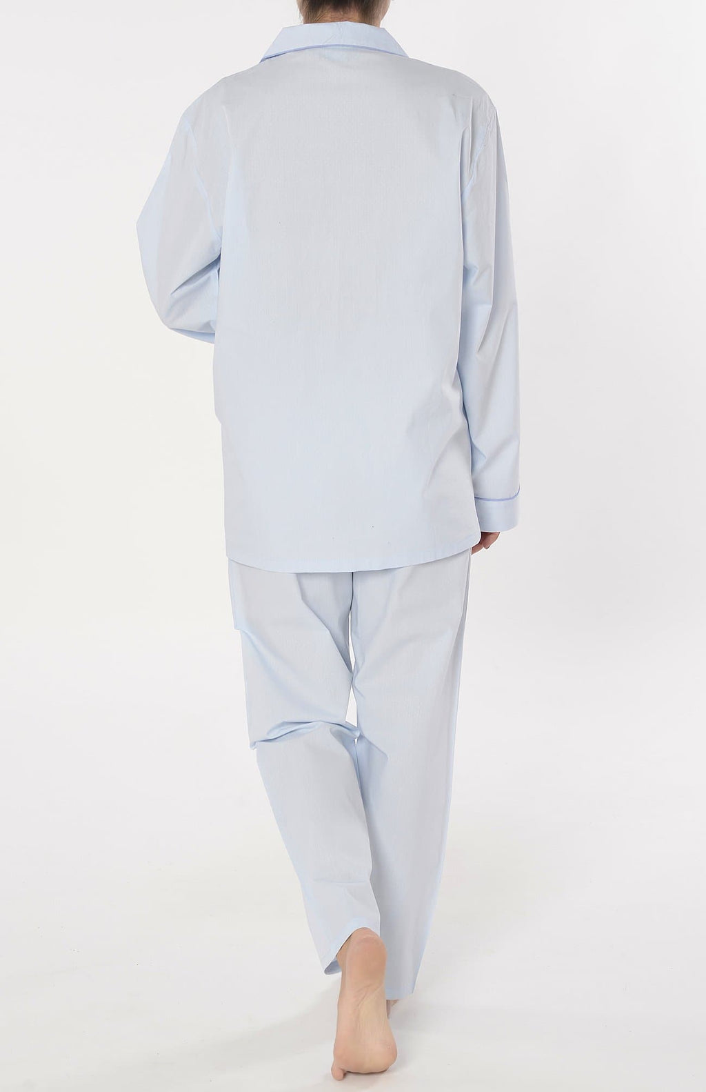 PIJAMA MUJER LARGO SOLAPA ALGODÓN ESTAMPADO AZUL ESPALDA