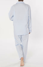 PIJAMA MUJER LARGO SOLAPA ALGODÓN ESTAMPADO AZUL ESPALDA