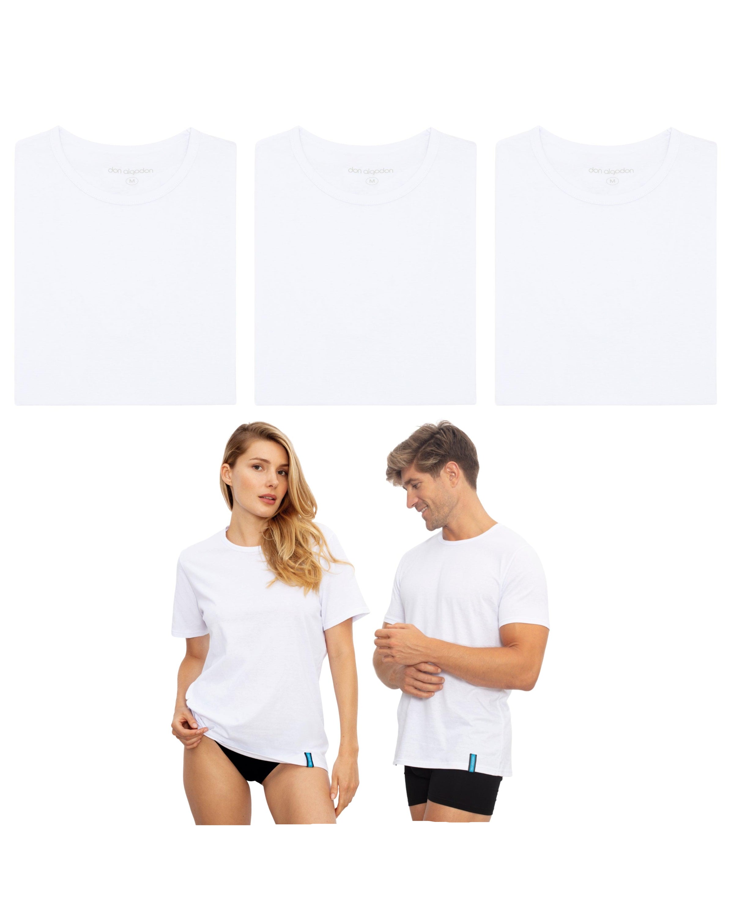 Pack 3 camisetas interiores blancas Don Algodón