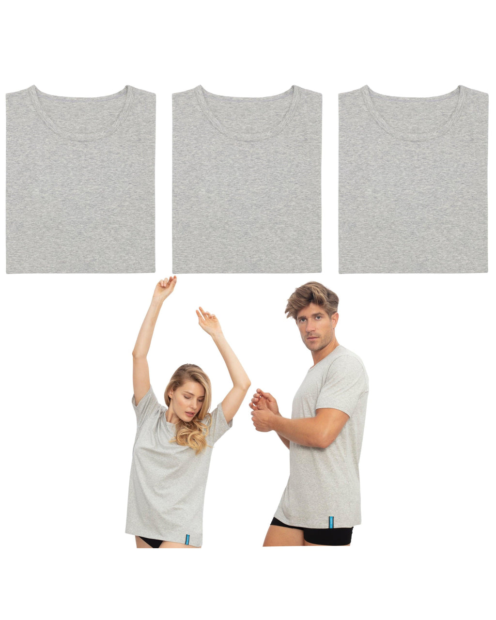 Pack 3 camisetas interiores grises Don Algodón