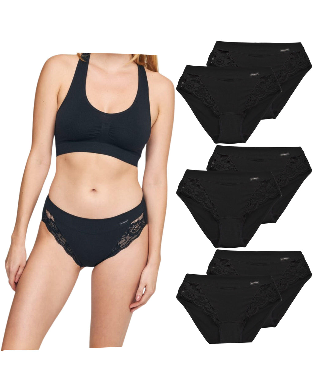Pack 6 bragas bikini Don Algodon negras
