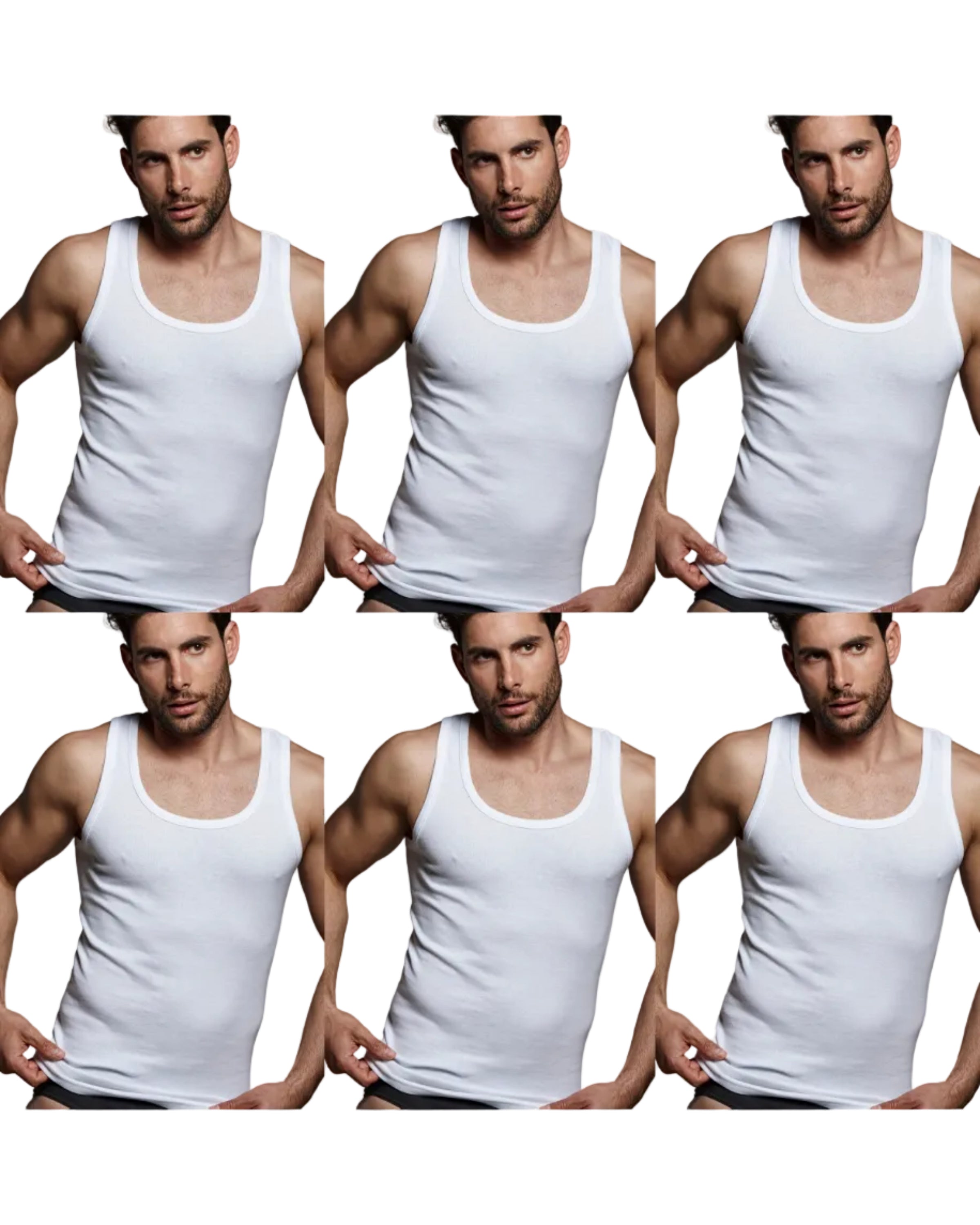Pack 6 camisetas tirantes hombre blancas