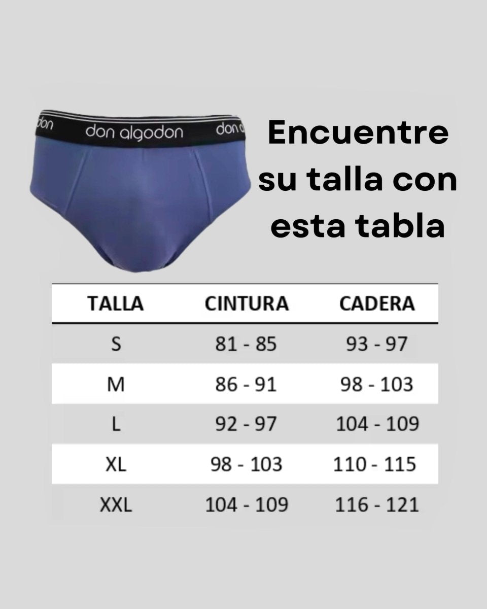 Pack 6 slips hombre guía de tallas
