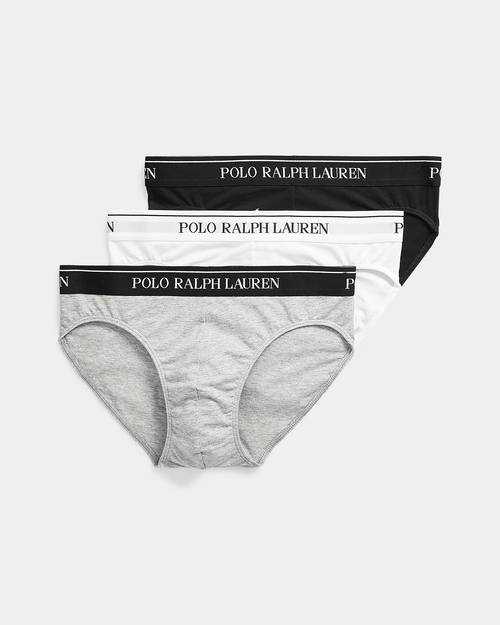 Pack de 3 calzoncillos slip Polo Ralph Lauren negro blanco y gris