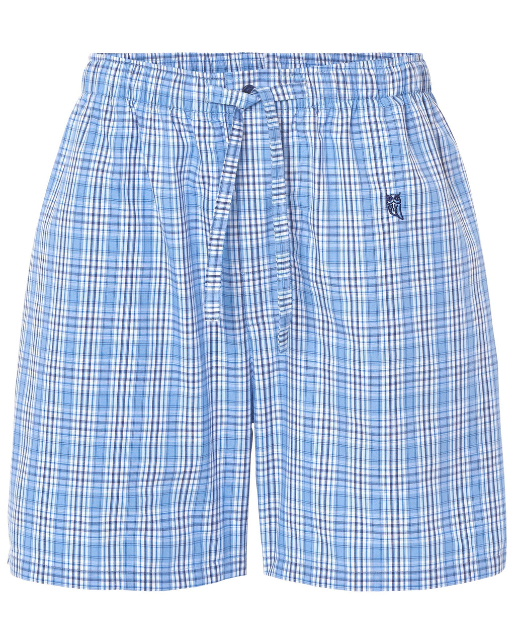 Pantalón corto de pijama hombre de algodón popelín azul