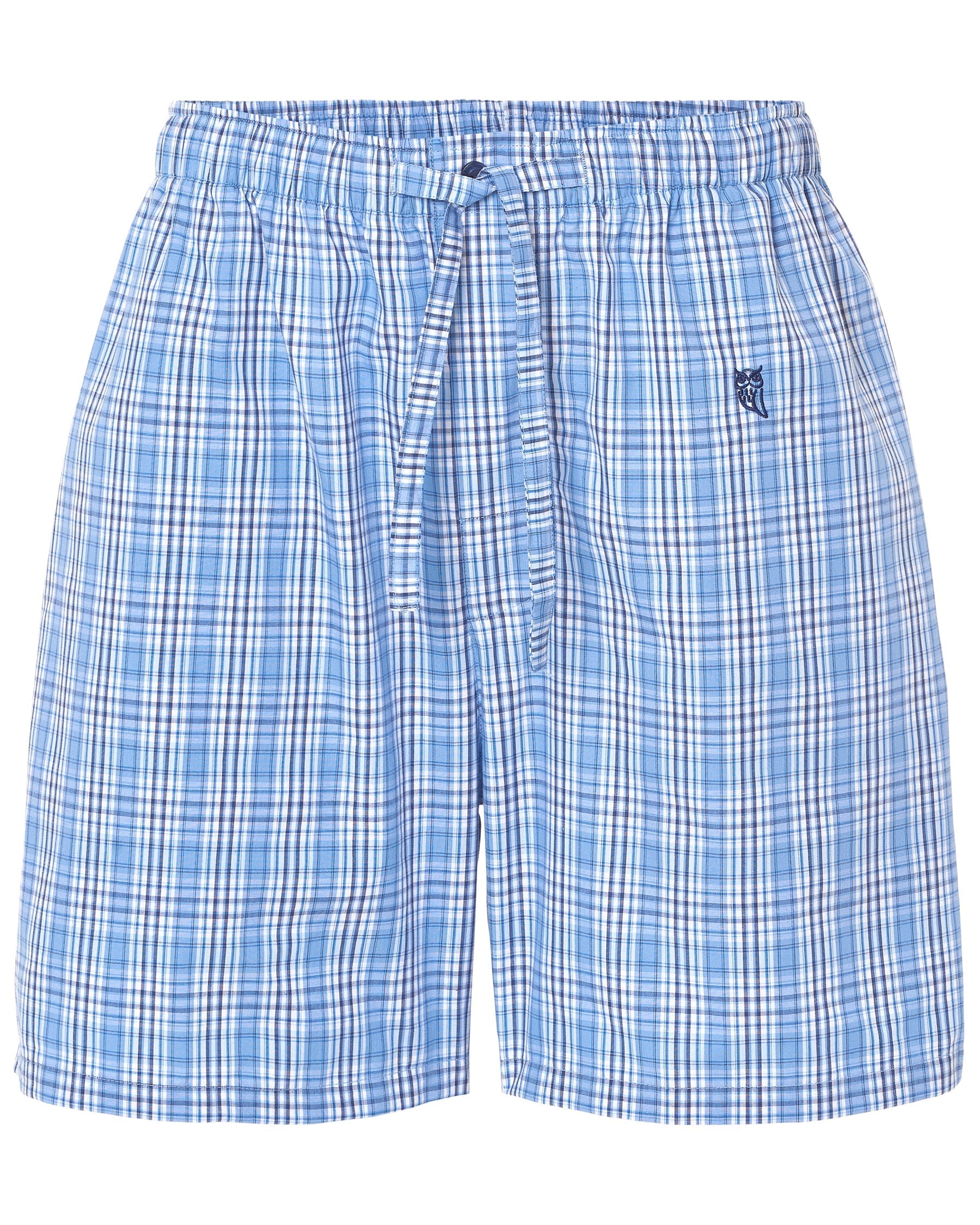 Pantalón corto de pijama hombre de algodón popelín azul