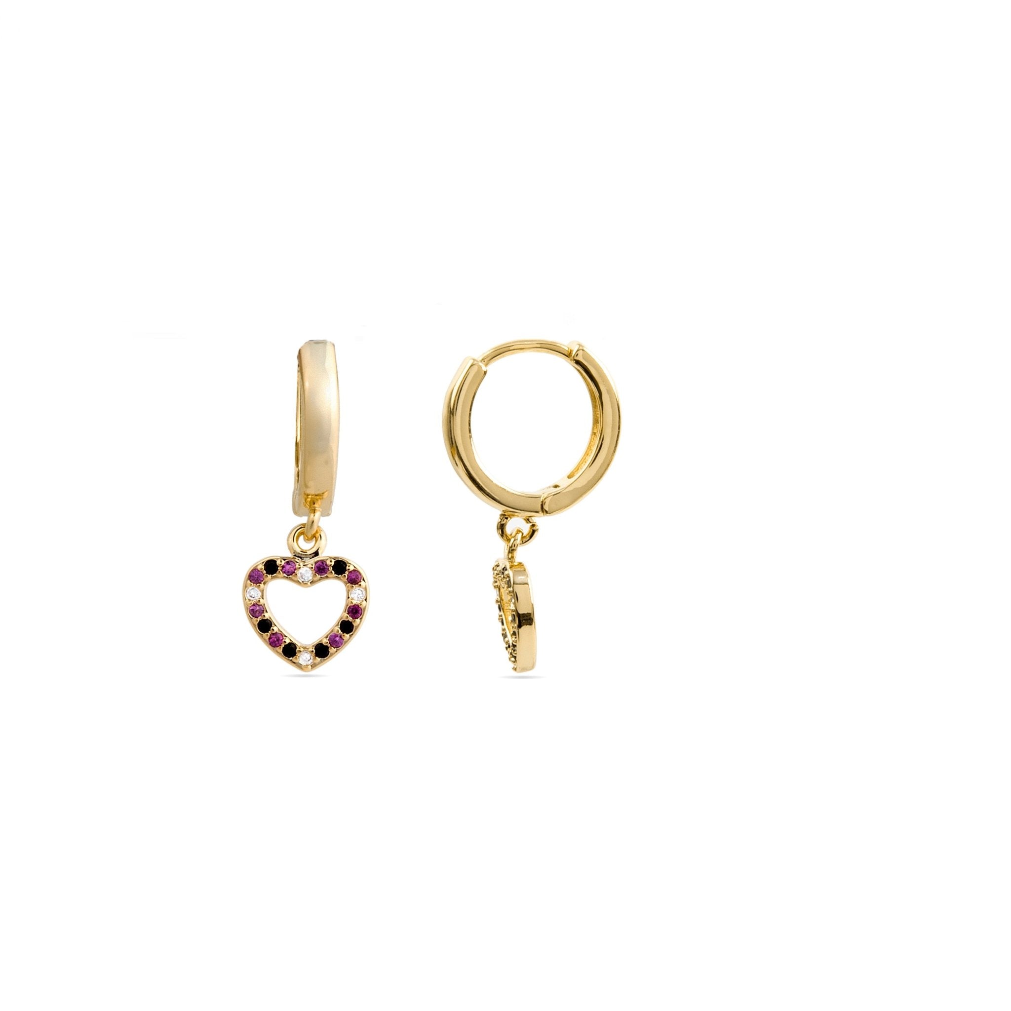 Pendientes Becias con circonita multicolor oro 18k
