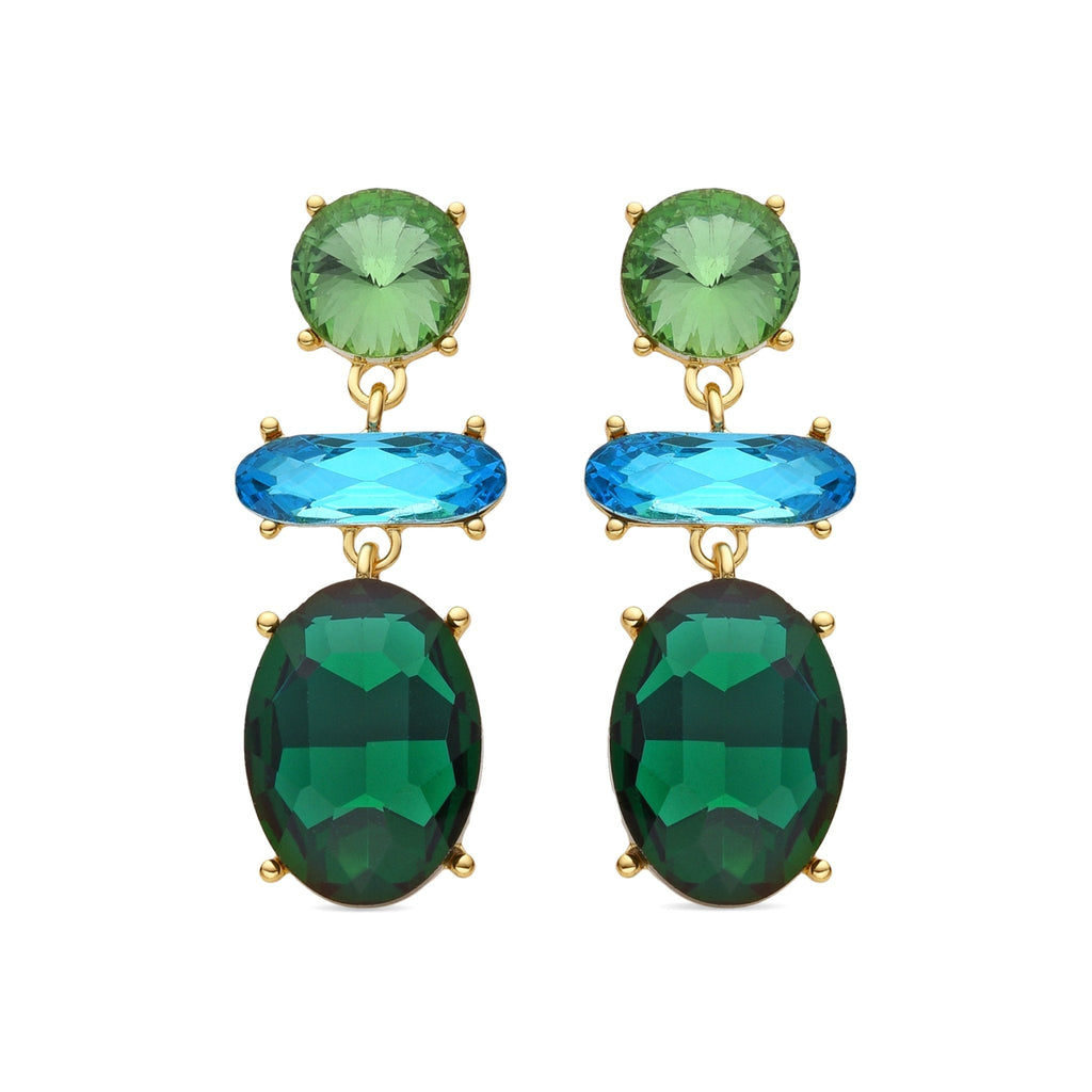 Pendientes Mekon de cristal verde oro 18k