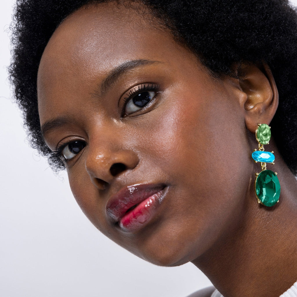 Pendientes elegantes con cristal verde