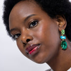 Pendientes elegantes con cristal verde