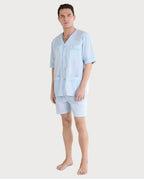 Pijama Corto Hombre Popelín Rayas Azul