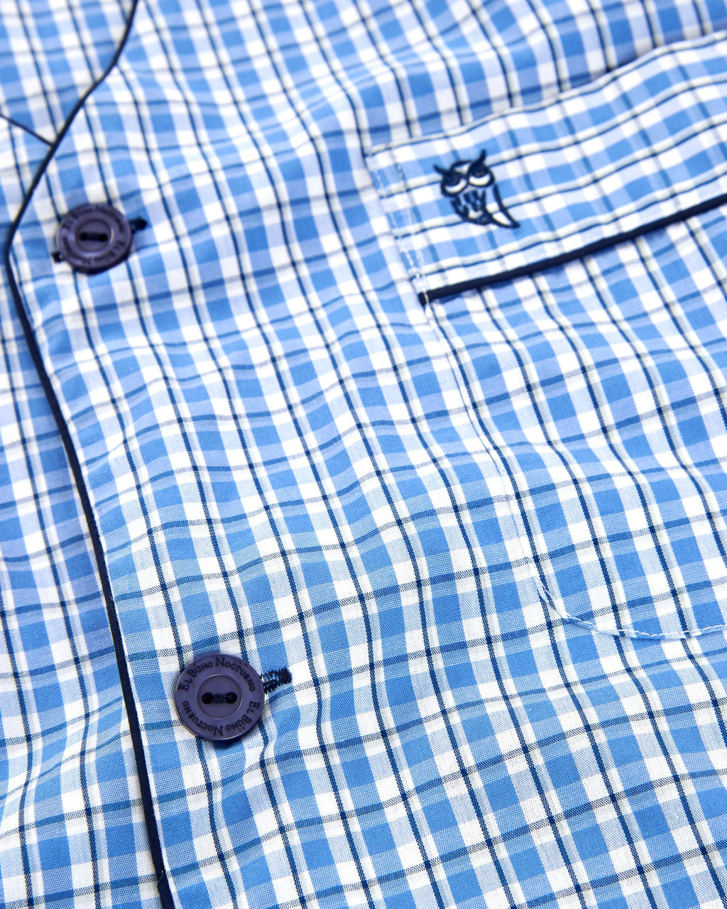 Pijama de hombre de algodón azul a cuadros disponible en tallas S a XXXXXL