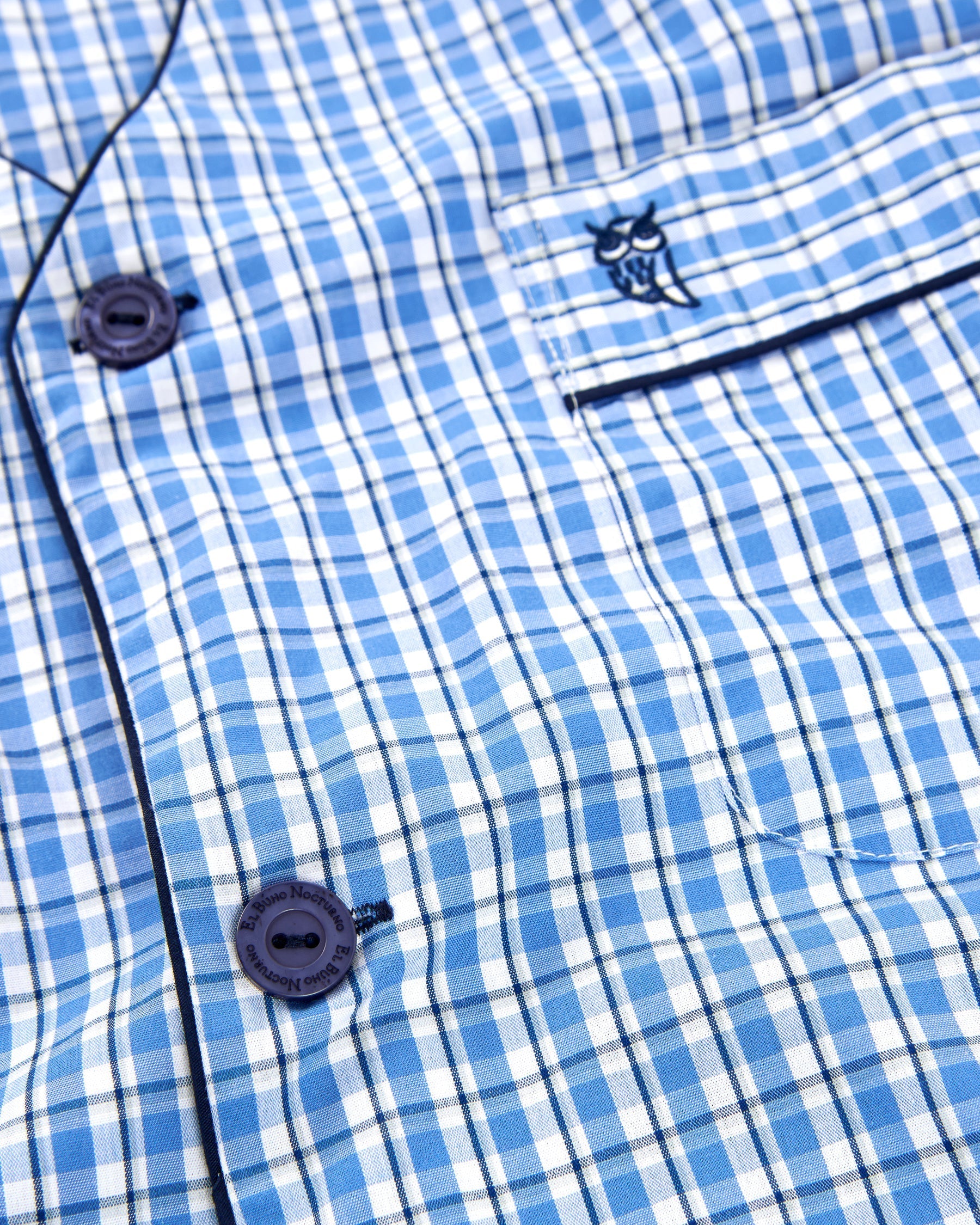 Pijama de hombre de algodón azul a cuadros disponible en tallas S a XXXXXL