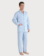 Pijama de hombre verde a rayas con chaqueta de cuello de solapa