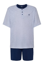 Pijama hombre corto algodón estampado azul 