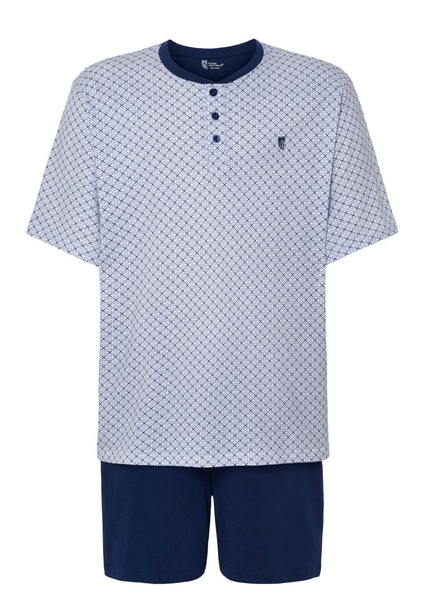 Pijama hombre corto algodón estampado azul 