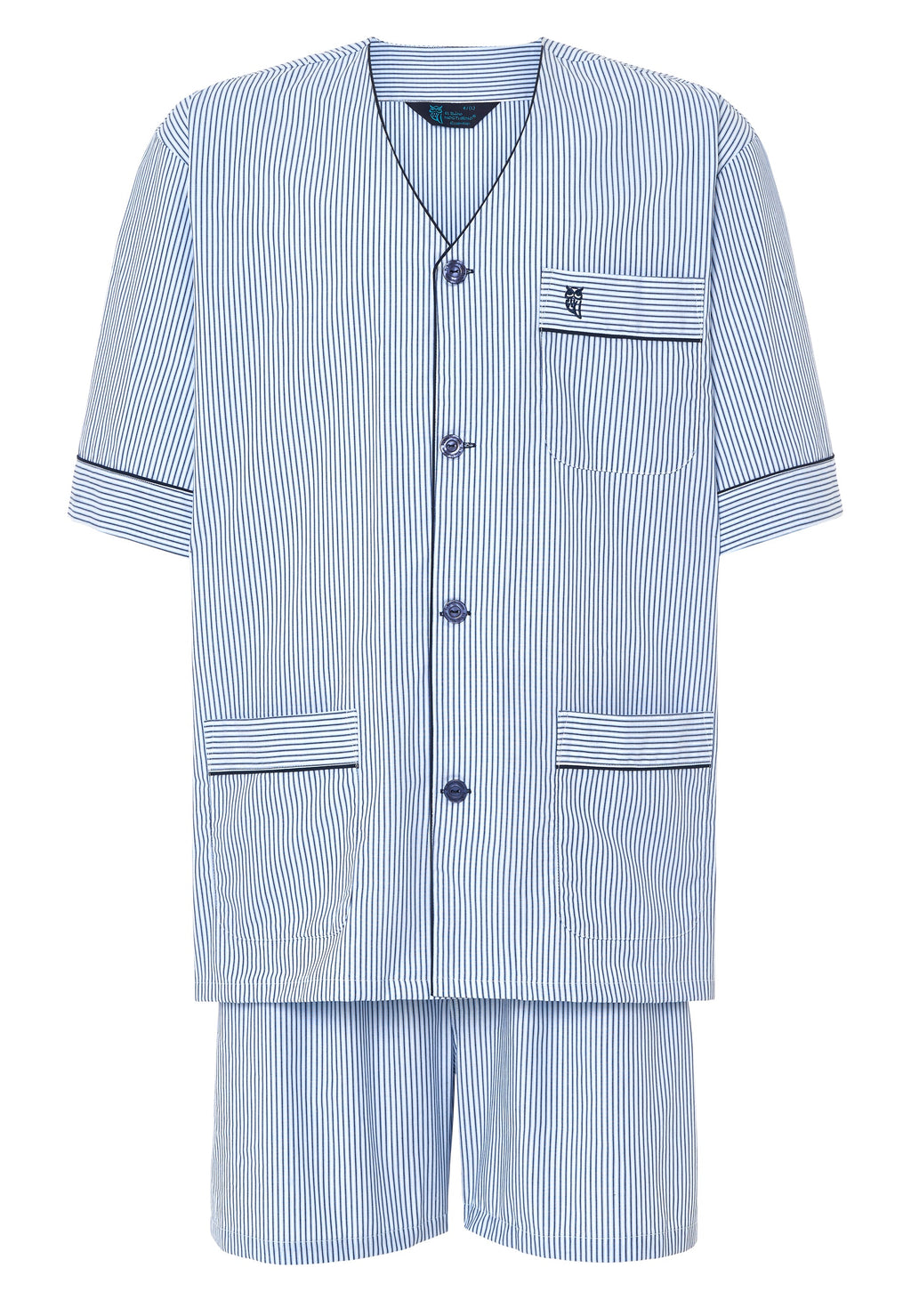 Pijama hombre verano corto rayas azul