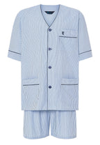 Pijama hombre verano corto rayas azul