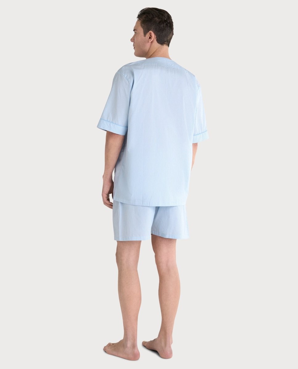 Pijama hombre verano rayas celestes blanco