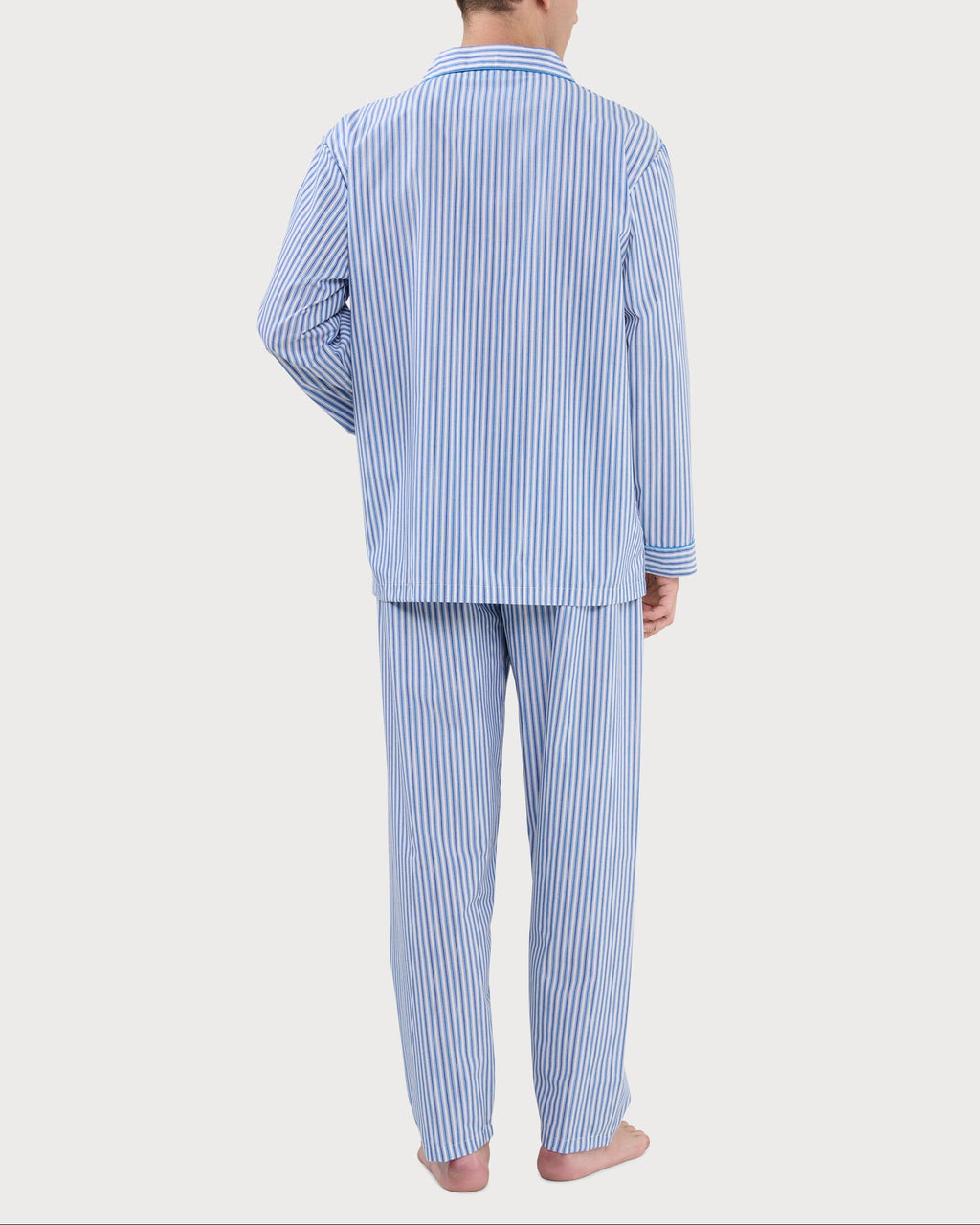 Pijama largo de hombre Essentials azul a rayas de corte holgado
