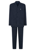 Pijama largo de hombre en popelín estampado color marino