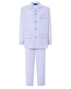 Pijama largo hombre de algodón popelín azul