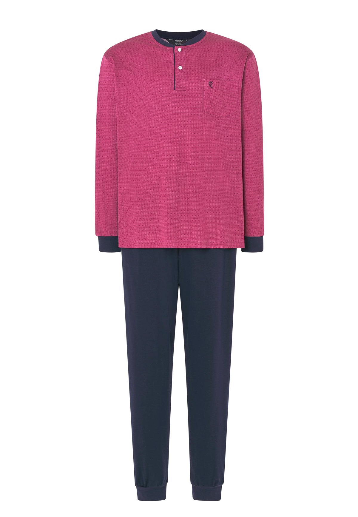 Pijama largo premium de hombre PRODIGY Edition granate y azul marino
