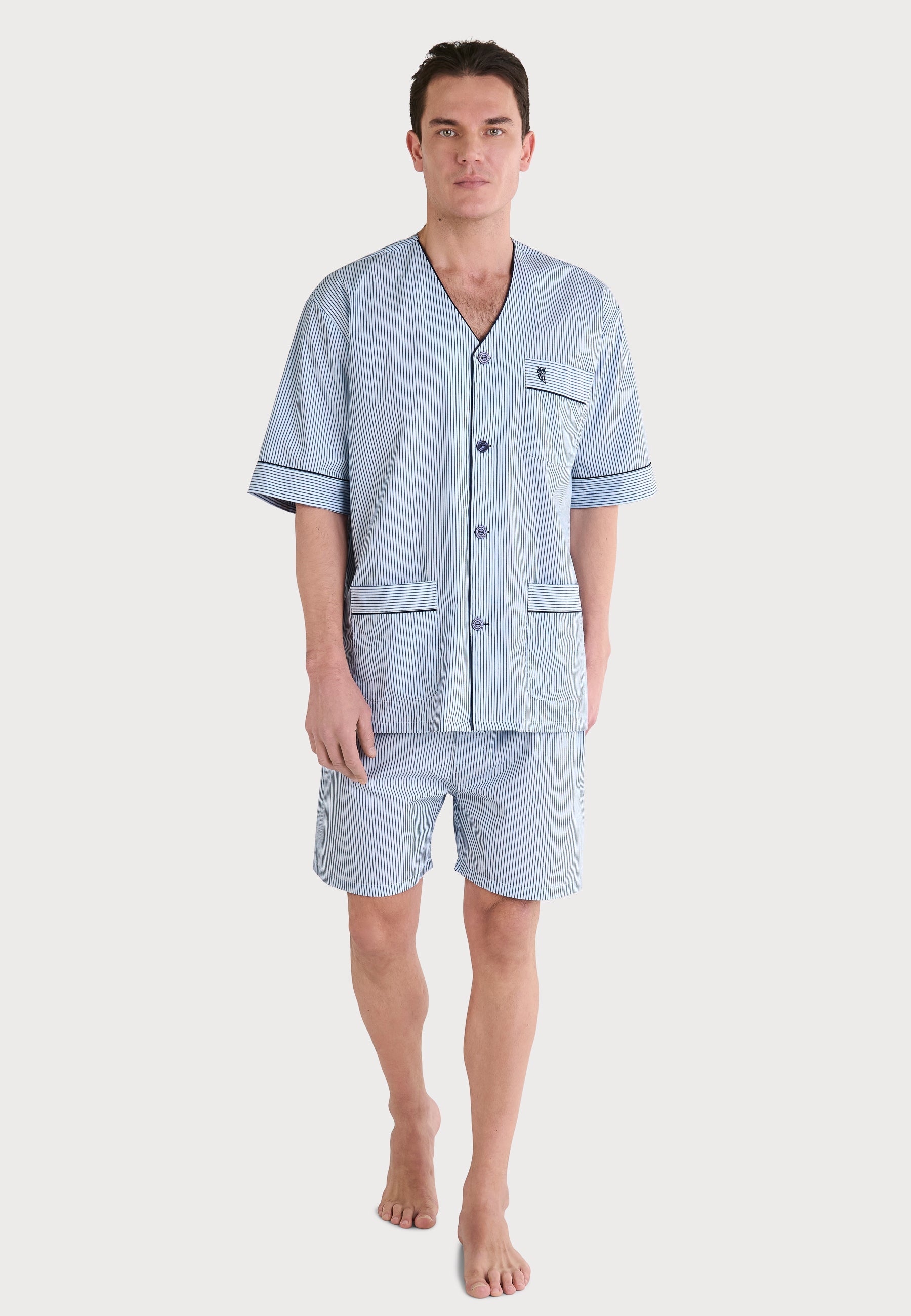 Pijama popelín algodón hombre rayado